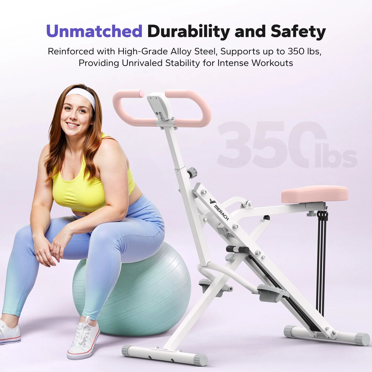 Squat Machine, Foldable Exercise Equipment with 4-Level Resistance & Device Holder, Home Gym Machine for Arm, Glute & Leg Workout