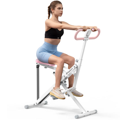 Squat Machine, Foldable Exercise Equipment with 4-Level Resistance & Device Holder, Home Gym Machine for Arm, Glute & Leg Workout