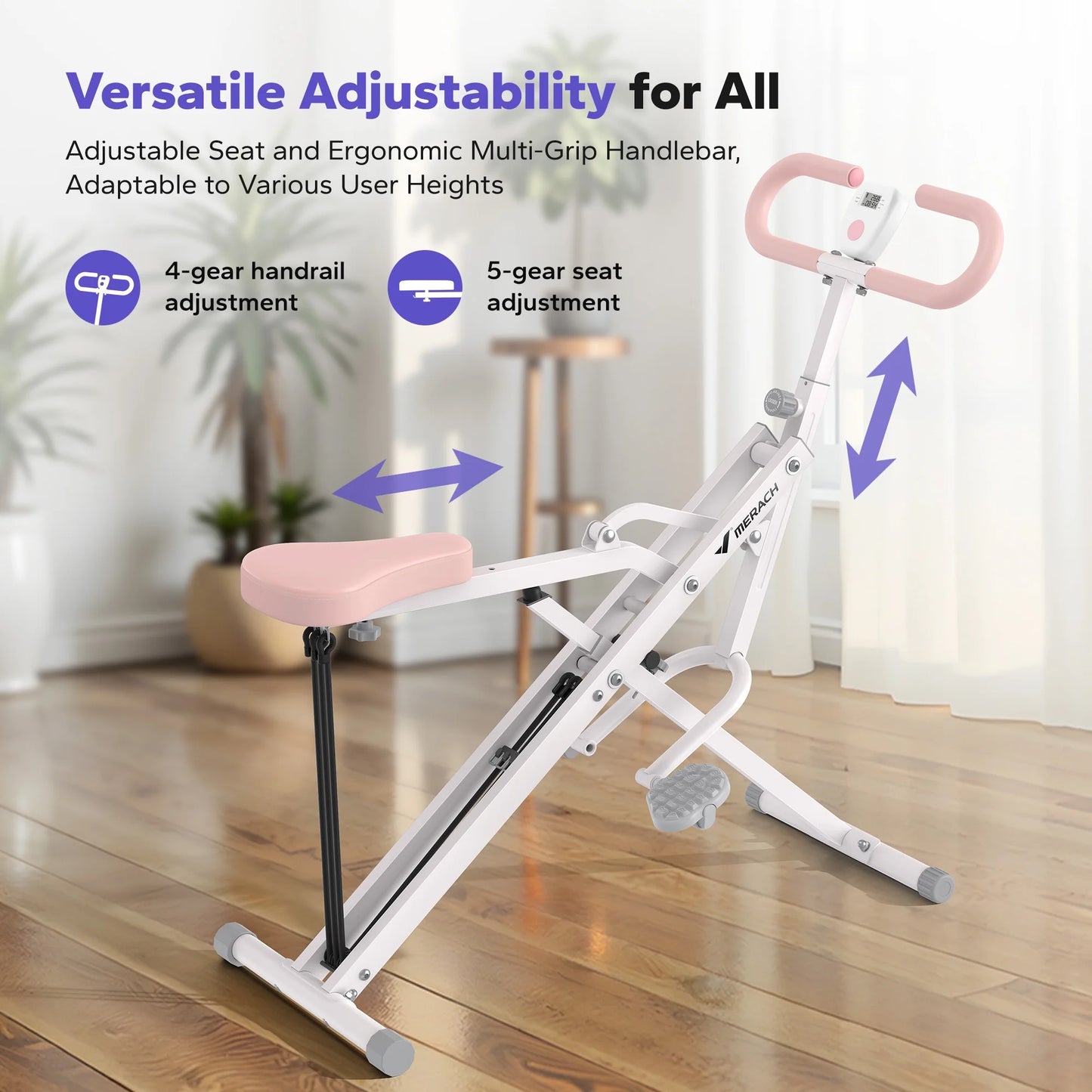 Squat Machine, Foldable Exercise Equipment with 4-Level Resistance & Device Holder, Home Gym Machine for Arm, Glute & Leg Workout