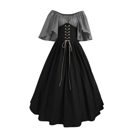 UPPADA Womens Renaissance Faire Dresses Medieval Irish Traditional plus Size Dresses Ruffle over Dress Corset Retro Cosplay Gown